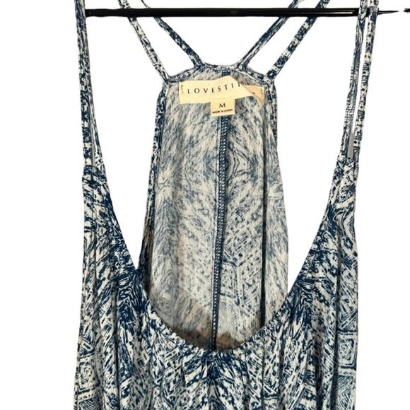 Love Stitch Blue & White Print Strappy Comfortable Long Maxi Dress Women Sz M - Picture 7 of 14